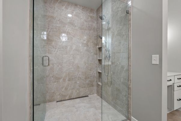 Bathroom, Glass Shower, Interior, Recessed Lighting