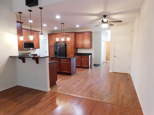 Interior, Kitchen, Pendant Lights, Recessed Lighting, Wood Texture Flooring