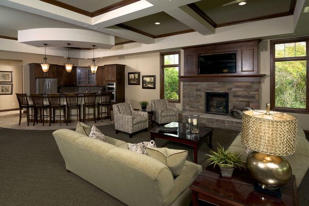 Fireplace, Interior, Kitchen, Living room, Pendant Lights, Recessed Lighting