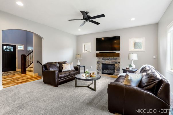 Fireplace, Interior, Living room, Recessed Lighting