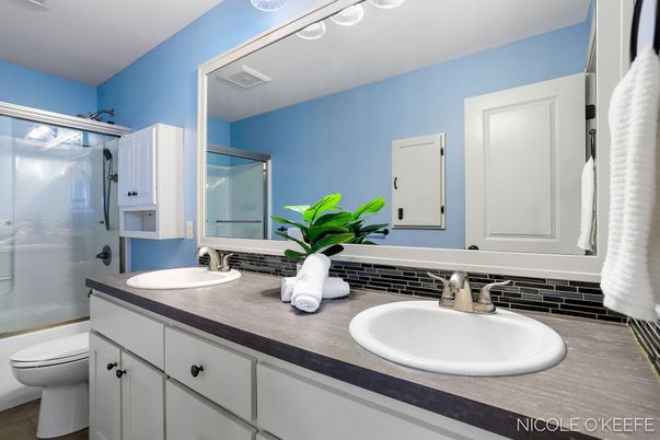 Bathroom, Dual Sink Vanities, Glass Shower, Interior