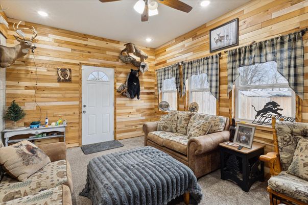 Bedroom, Interior, Living room, Recessed Lighting, Wooden Walls