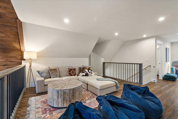 Interior, Living room, Recessed Lighting, Wood Texture Flooring, Wooden Walls