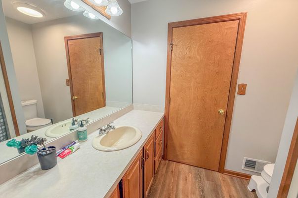 Bathroom, Dual Sink Vanities, Interior, Wood Texture Flooring