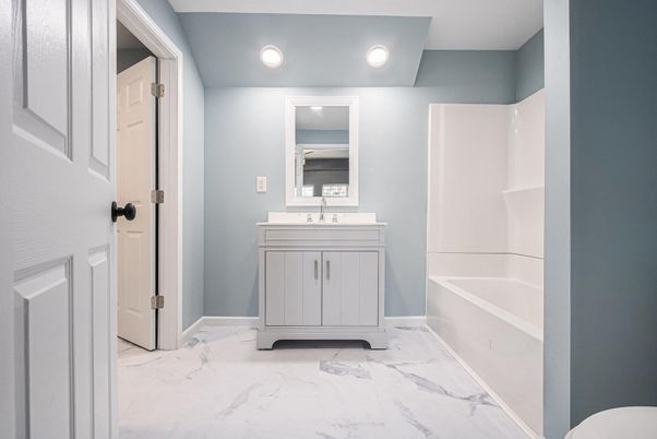 Bathroom, Interior, Marble, Recessed Lighting