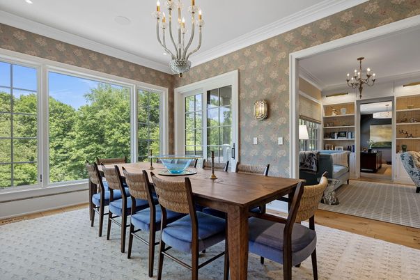 Chandelier, Dining room, Interior, Wood Texture Flooring