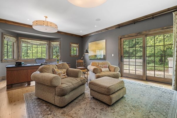 Home Office, Interior, Living room, Recessed Lighting, Wood Texture Flooring
