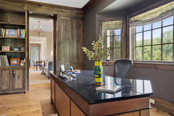 Chandelier, Home Office, Interior, Wood Texture Flooring
