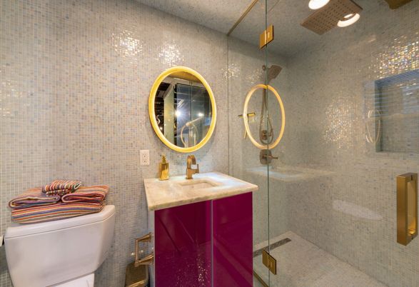 Bathroom, Glass Shower, Interior, Recessed Lighting
