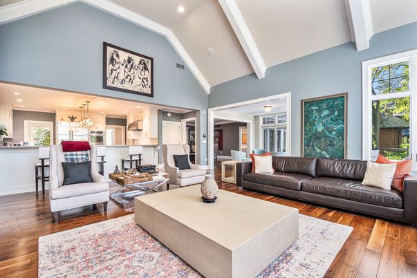 Interior, Kitchen, Living room, Pendant Lights, Recessed Lighting, Stainless Steel Appliances, Wood Texture Flooring