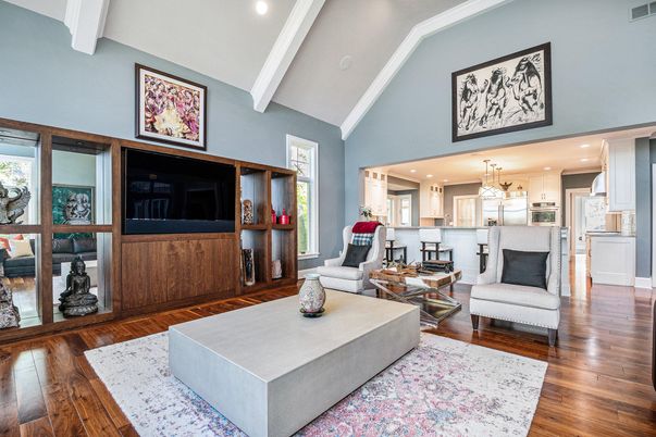 Interior, Kitchen, Living room, Pendant Lights, Recessed Lighting, Wood Texture Flooring