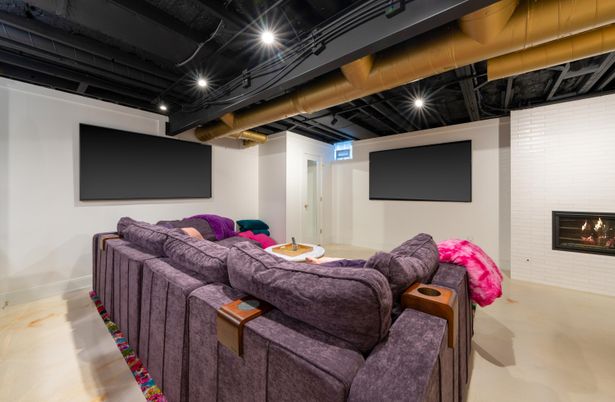 Fireplace, Interior, Living room, Recessed Lighting