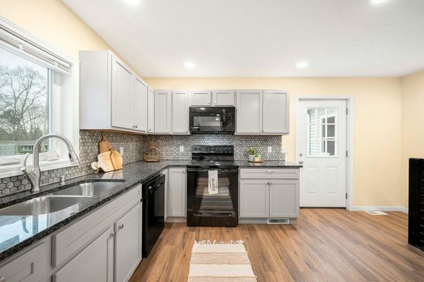 Interior, Kitchen, Recessed Lighting, Wood Texture Flooring