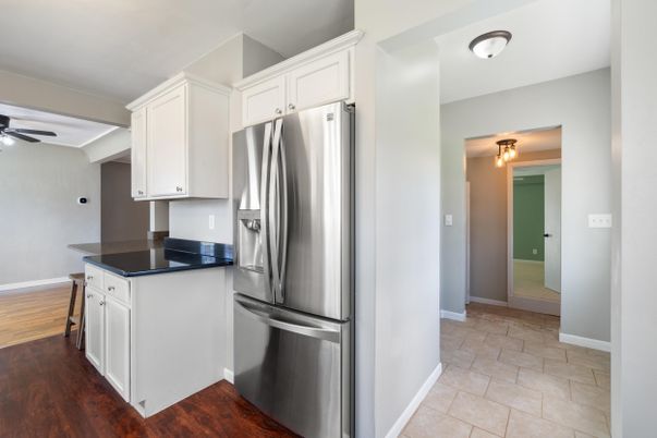 Interior, Kitchen, Stainless Steel Appliances, Wood Texture Flooring