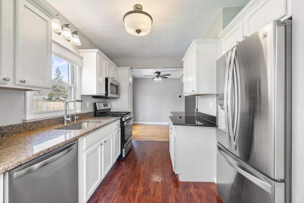 Interior, Kitchen, Stainless Steel Appliances, Wood Texture Flooring