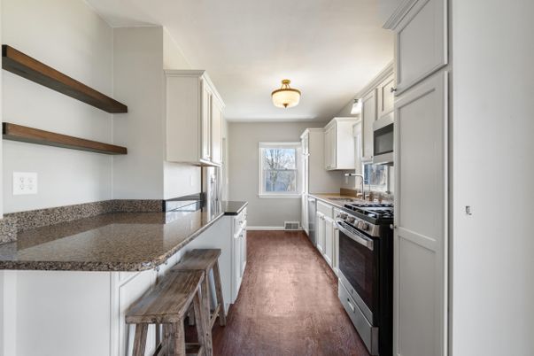 Interior, Kitchen, Stainless Steel Appliances, Wood Texture Flooring