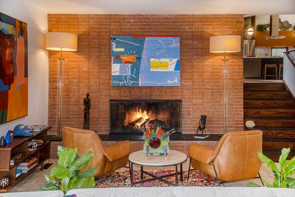 Fireplace, Interior, Living room, Stone Walls