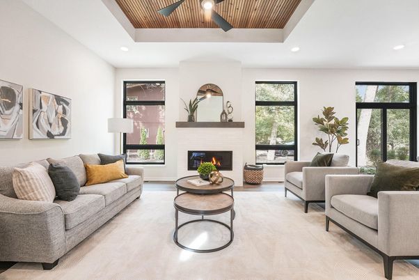 Fireplace, Interior, Living room, Recessed Lighting