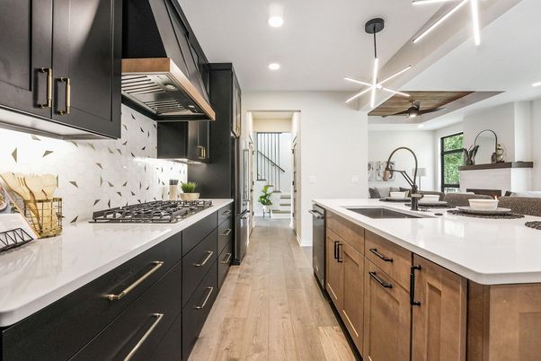Interior, Kitchen, Recessed Lighting, Wooden Ceilings, Wood Texture Flooring