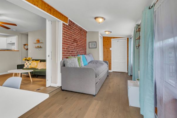 Interior, Stone Walls, Wood Texture Flooring