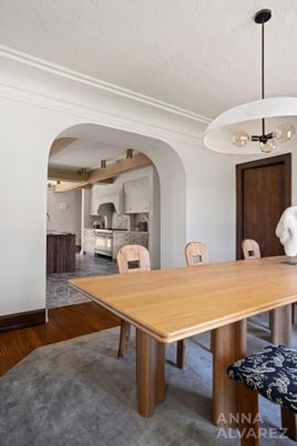 Dining room, Interior, Kitchen, Pendant Lights, Wood Texture Flooring