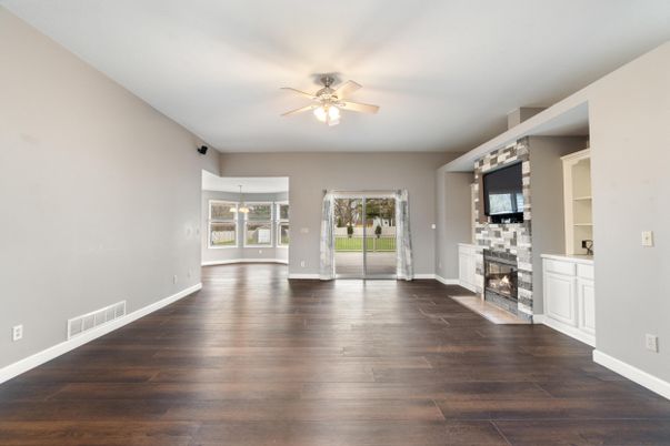 Empty room, Fireplace, Interior, Wood Texture Flooring