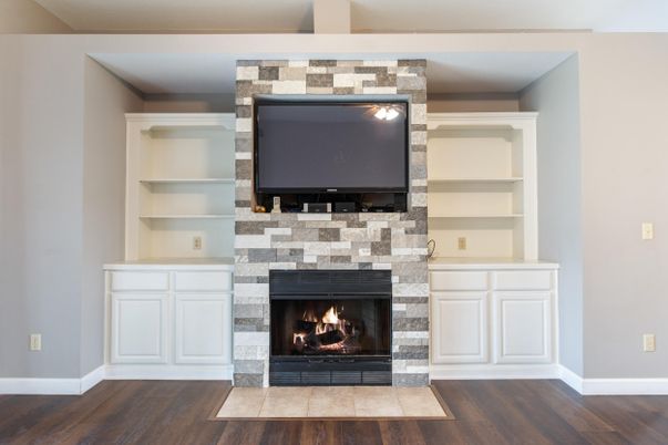 Fireplace, Interior, Wood Texture Flooring
