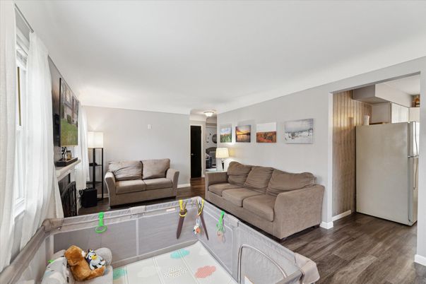 Interior, Kitchen, Living room, Stainless Steel Appliances, Wood Texture Flooring
