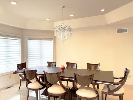 Chandelier, Dining room, Interior, Recessed Lighting