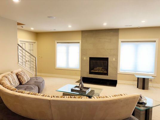Fireplace, Interior, Living room, Recessed Lighting