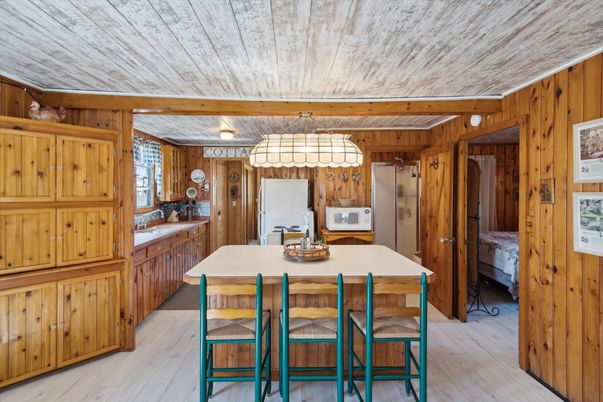 Interior, Kitchen, Wood Texture Flooring, Wooden Walls