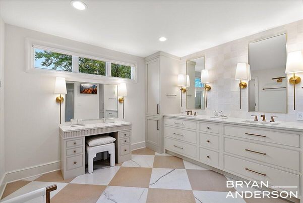 Bathroom, Dual Sink Vanities, Interior, Recessed Lighting