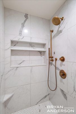 Bathroom, Glass Shower, Interior, Marble Walls