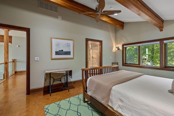 Bedroom, Interior, Recessed Lighting, Wooden Beams
