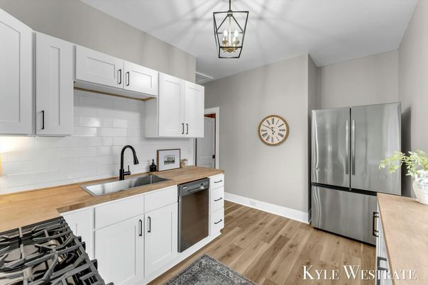 Interior, Kitchen, Stainless Steel Appliances, Wood Texture Flooring