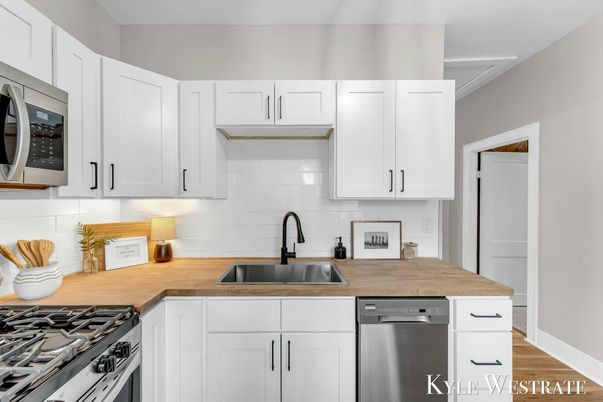 Interior, Kitchen, Stainless Steel Appliances, Wood Texture Flooring