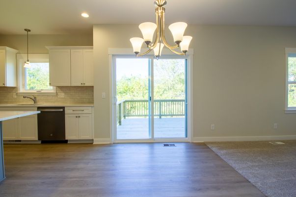 Chandelier, Interior, Kitchen, Pendant Lights, Recessed Lighting, Wood Texture Flooring