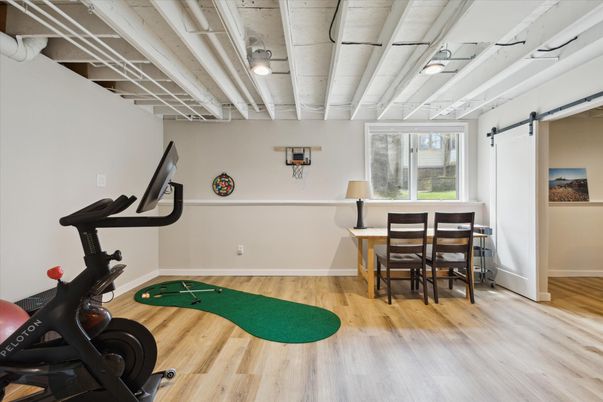 Dining room, Fitness Equipment, Interior, Wood Texture Flooring