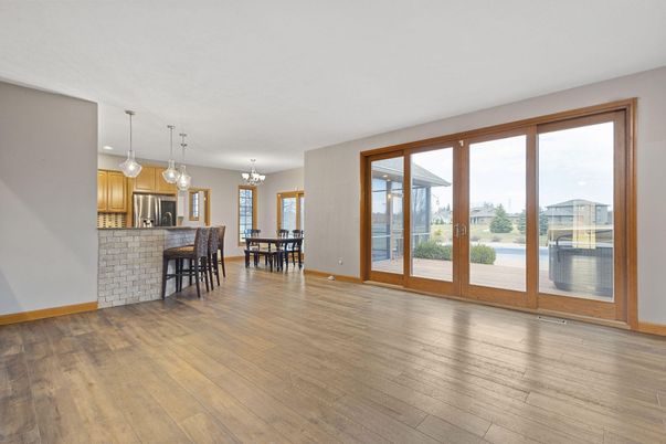 Chandelier, Dining room, Interior, Kitchen, Pendant Lights, Wood Texture Flooring