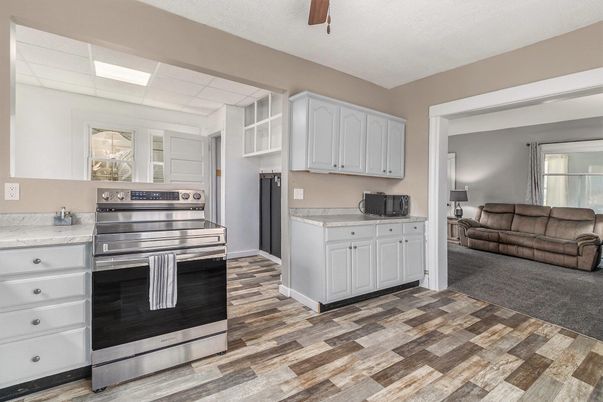 Interior, Kitchen, Stainless Steel Appliances, Wood Texture Flooring