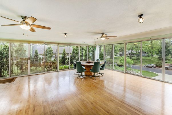 Dining room, Interior, Sun Room, Wood Texture Flooring