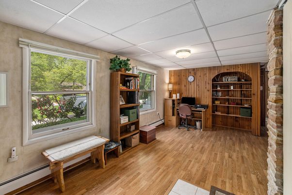 Home Office, Interior, Wood Texture Flooring, Wooden Walls