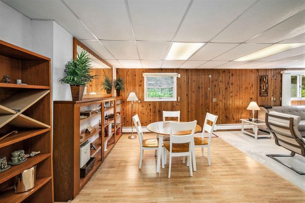 Dining room, Interior, Wood Texture Flooring, Wooden Walls