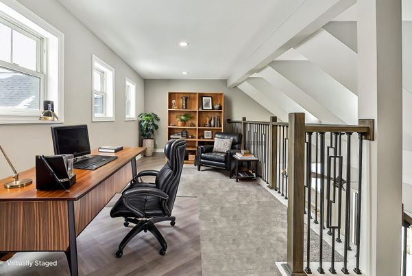 Home Office, Interior, Recessed Lighting, Wood Texture Flooring