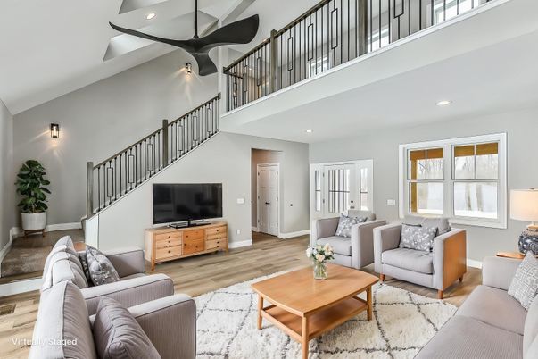 Interior, Living room, Recessed Lighting, Wood Texture Flooring