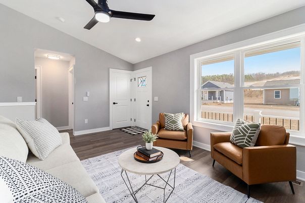 Interior, Living room, Recessed Lighting, Wood Texture Flooring