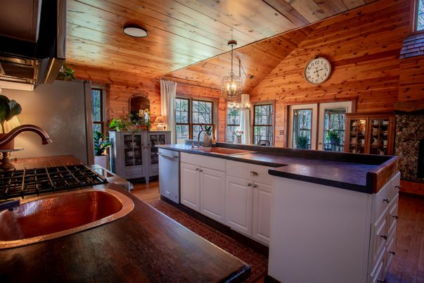 Interior, Kitchen, Pendant Lights, Wooden Ceilings, Wood Texture Flooring, Wooden Walls