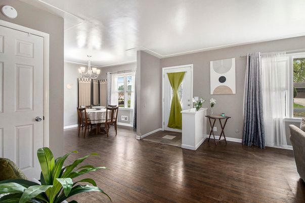 Chandelier, Dining room, Interior, Wood Texture Flooring