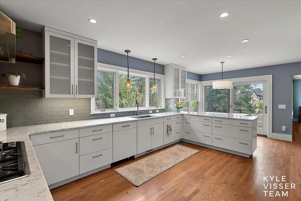 Interior, Kitchen, Pendant Lights, Recessed Lighting, Wood Texture Flooring