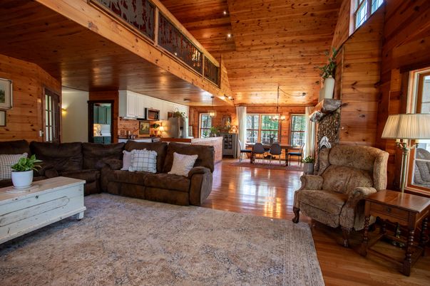 Dining room, Interior, Kitchen, Living room, Pendant Lights, Wooden Beams, Wooden Ceilings, Wood Texture Flooring, Wooden Walls